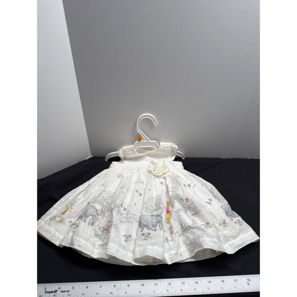 George Disney Baby Winnie The Pooh Dress First Size 50-56cm Cream White Flower C - Picture 1 of 11